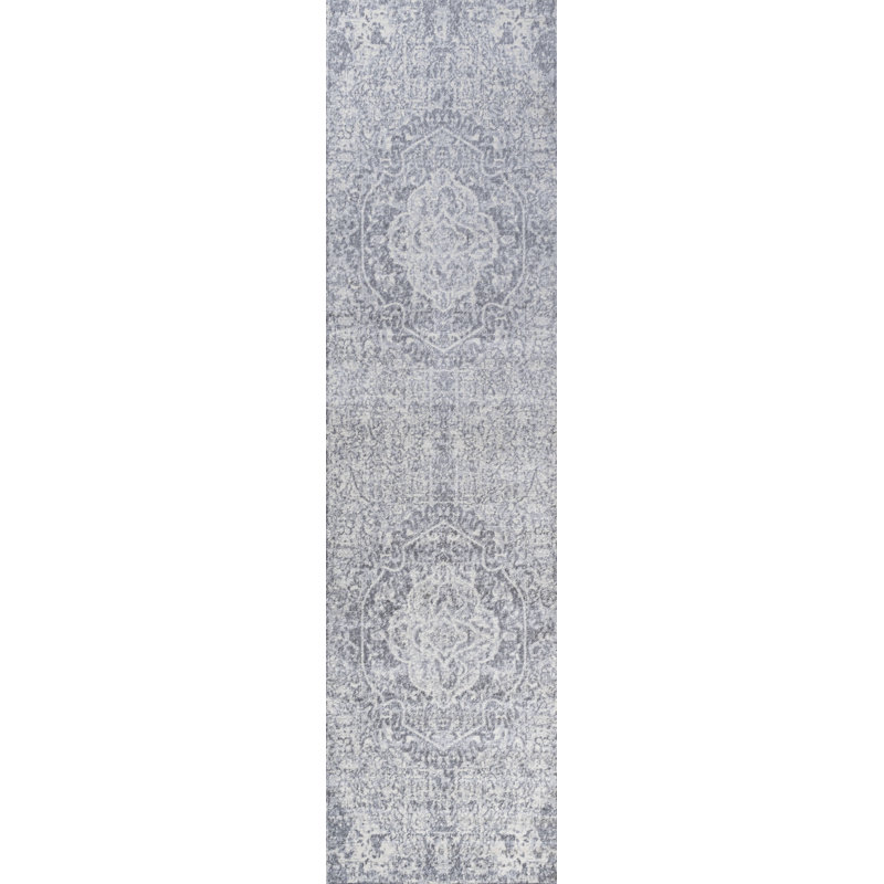 Tapis gris / ivoire Ademar, Tapis de couloir 2 pi 3 po x 8 pi
