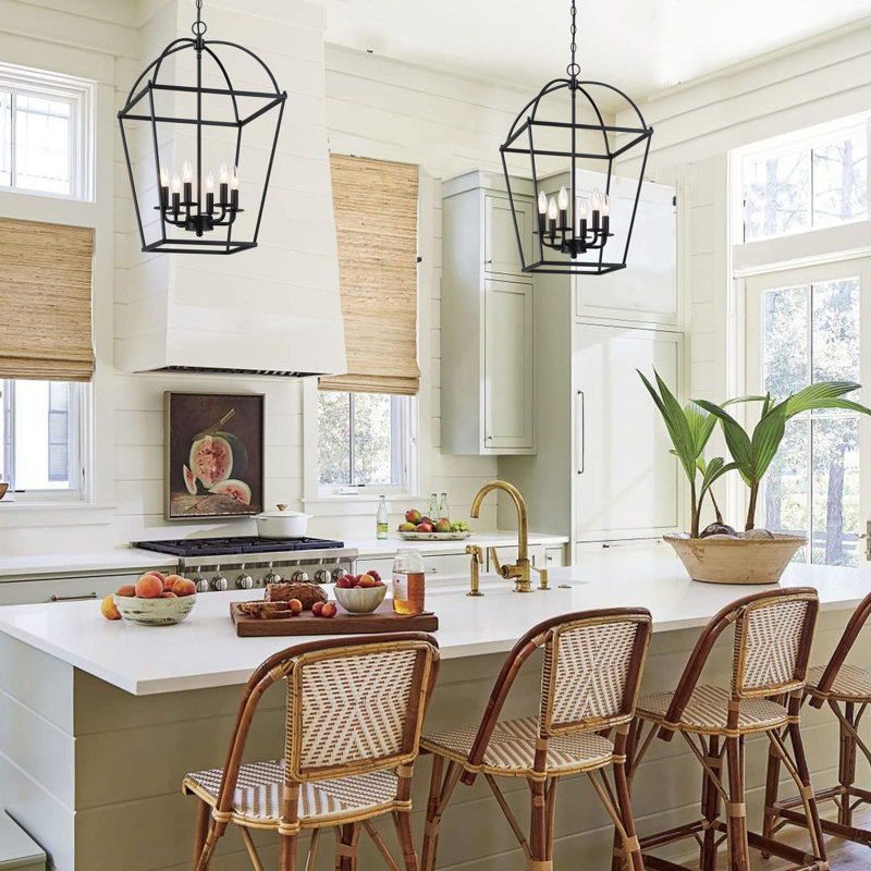 27"H 6 LTGHT CHANDELIER WITH MATTE BLACK FINISH,E12/Candelabra
