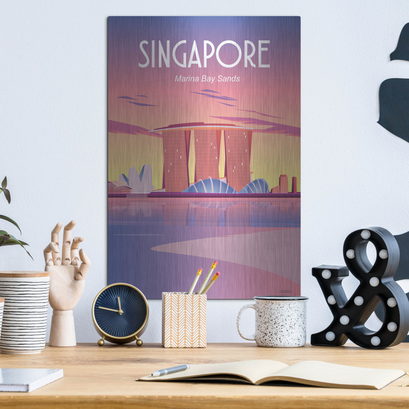 «Singapour» par Arctic Frame Studio, art mural en métal, H 16 po x l 12 po