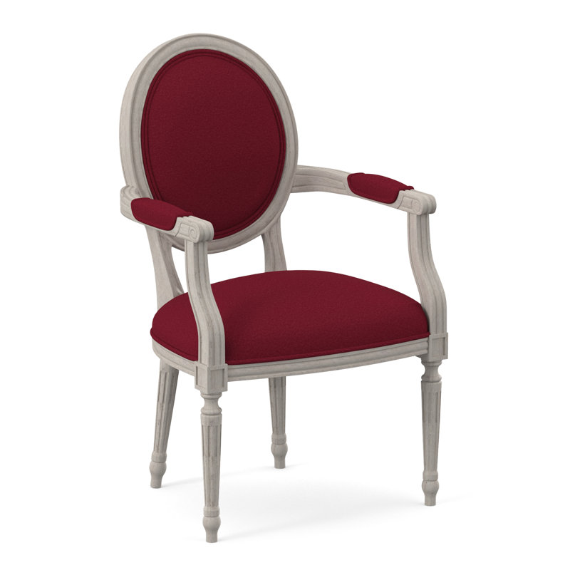 Chaise avec accoudoirs en tissu Dauphin, Bisque, Rouge Margaret