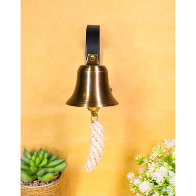 Victorian Antiqued Solid Brass Compact Shopkeeper Door Bell Dinner Bells