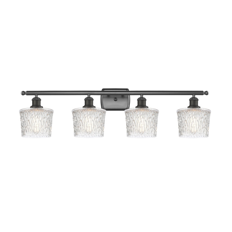 Éclairage pour salle de bain 4 lumières Camire, Transparent, Bronze huilé, Bulb Not Included