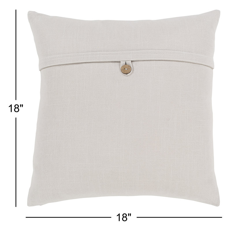 Housse et insert de coussin carré en coton Leigh, 18 po x 18 po, Blanc cassé, Polyester