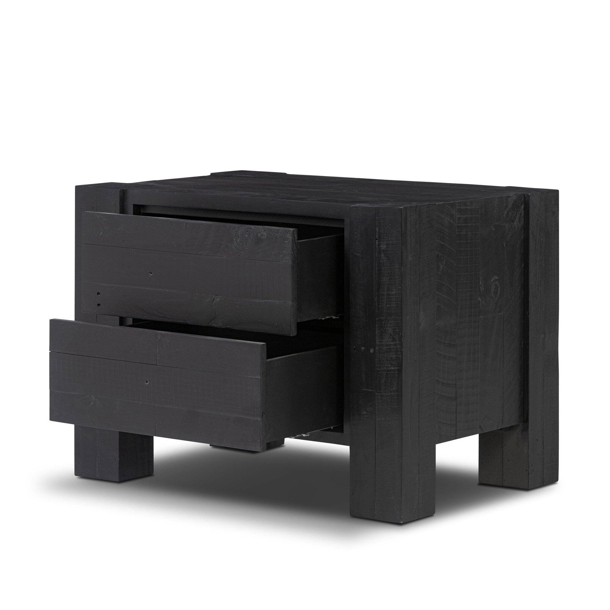 Finnian Nightstand-Light Blonde Pine, Aged Black Pine