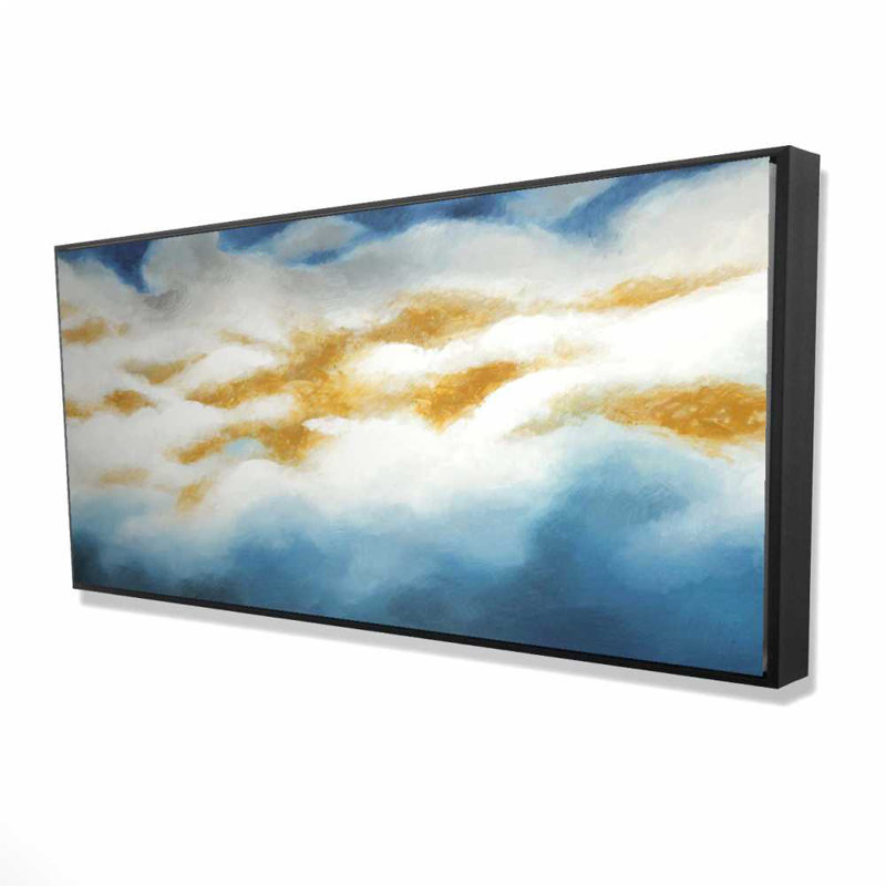Abstract Clouds - Blue Contemporary Framed Canvas Art