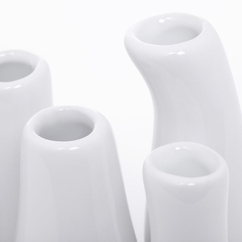 Rectangular Ceramic 8-Tube Multi Bud Table Vase, White