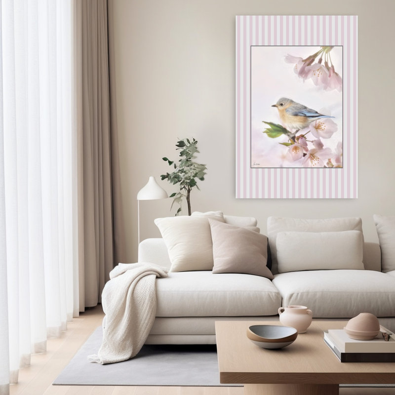 «Blooms And Birds Set I Delicate Serene Contemporary Bluebird Bird Cherry Nature Architecture Art», H 60 po x l 40 po