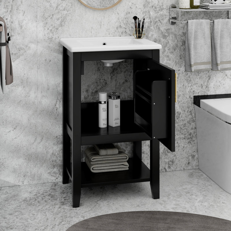 20 Inches Bathroom Vanity With Storage Rack, Open Shelf