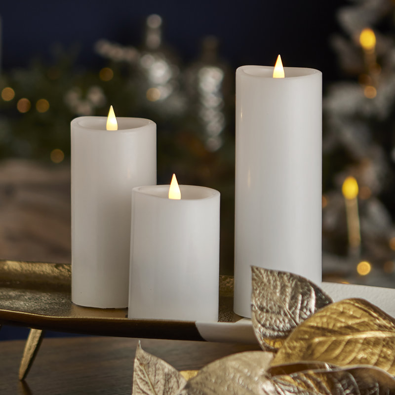 Bougie sans flamme Classic Motion, 9 po x 3 po, 3, Blanc