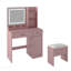 Ensemble de coiffeuse maquillage, coiffeuse avec tabouret, miroir lumineux à DEL et station de charge, rose-905136740