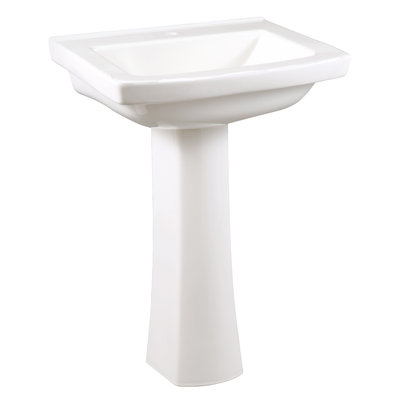 Lavabo de salle de bain rectangulaire en porcelaine vitreuse blanche avec trop-plein