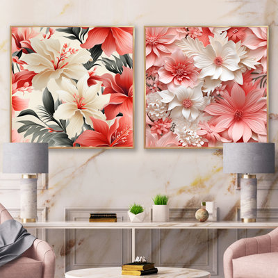 Greenock - Ensemble de 2 collages carrés floraux