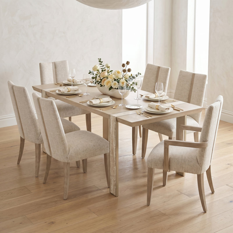 Ensemble de salle à manger 7 pièces Lotus Bay - Sable, 7 Pieces: Table, 6 Chairs