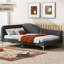 Lit de jour simple tapissier avec tête de lit et accoudoirs, pieds de support, gris-1952019324-1952019298