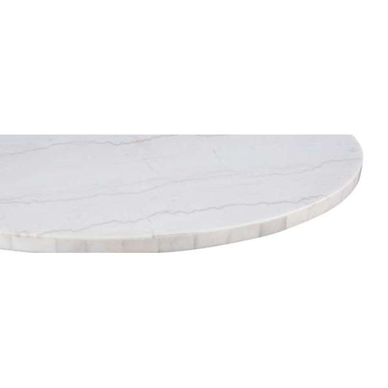 Table de salle à manger Dunham avec plateau en marbre blanc et base en métal noir mat, Noir
