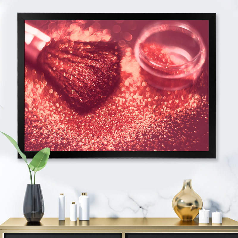Red Glitter Sparkle - œuvre d'art sur toile Glam, Cadre noir, H 8 po x l 12 po x P 1 po