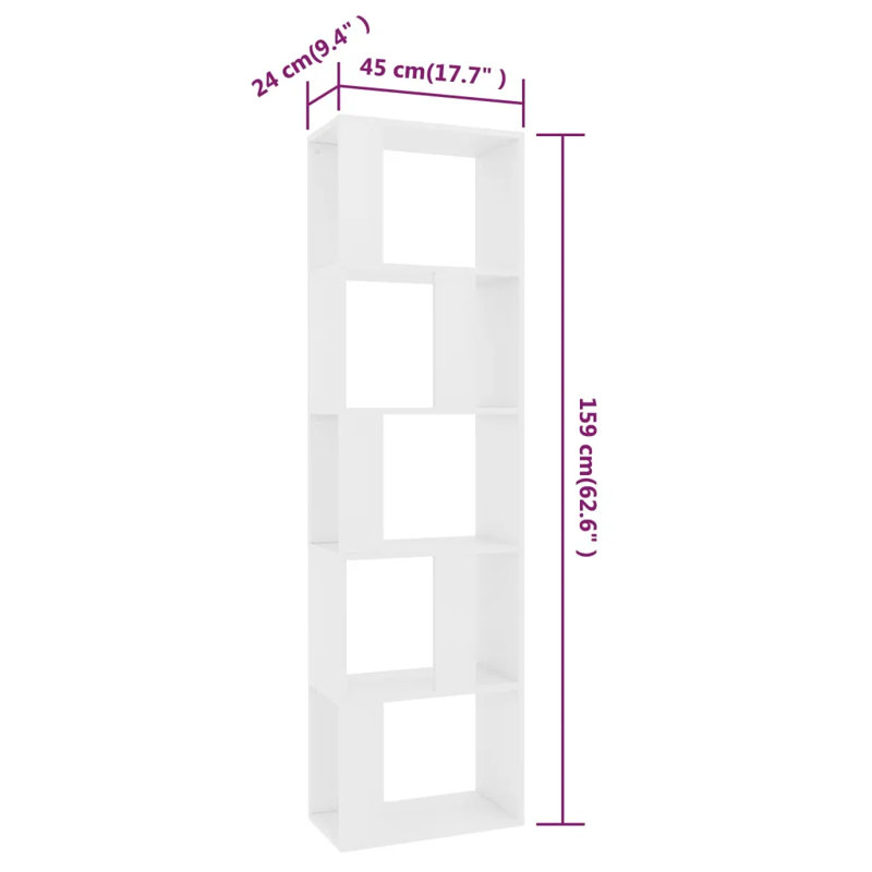 Abderus 159cm H x 45cm W Standard Bookcase, White