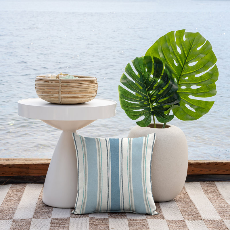 ARDEN Ruby Outdoor Square Pillow Cover & Insert, Blue Striped