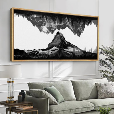 Mountain " Monochrome Mountain Reflection Abstract Nature Modern Art Calm Warm Extra Large Pictures "