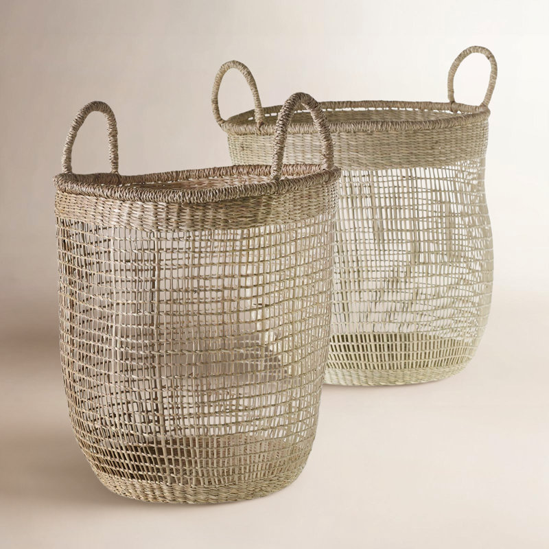 Delma 2 Piece Rattan Basket Set