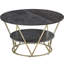 Table basse ronde 80 cm en faux gris doré avec rangement à 2 niveaux pour le salon, décoration intérieure moderne