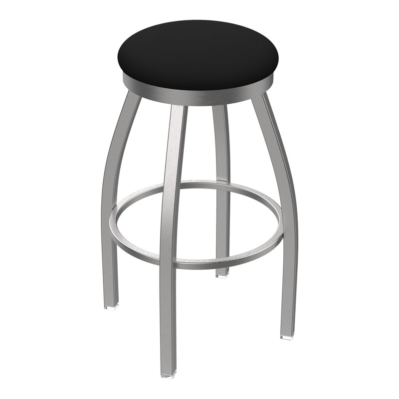 Tabouret pivotant intérieur / extérieur Misha, Vinyle-brise noire, Tabouret de bar (siège d'une hauteur de 30 po)