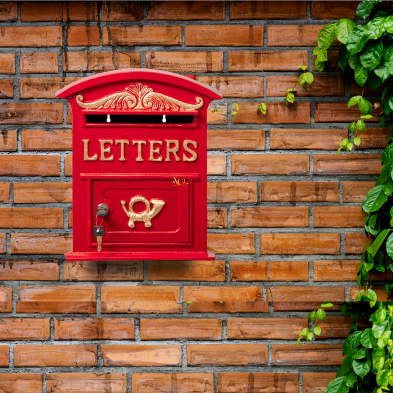 Berkay Metal Wall Mounted Post Box, Red