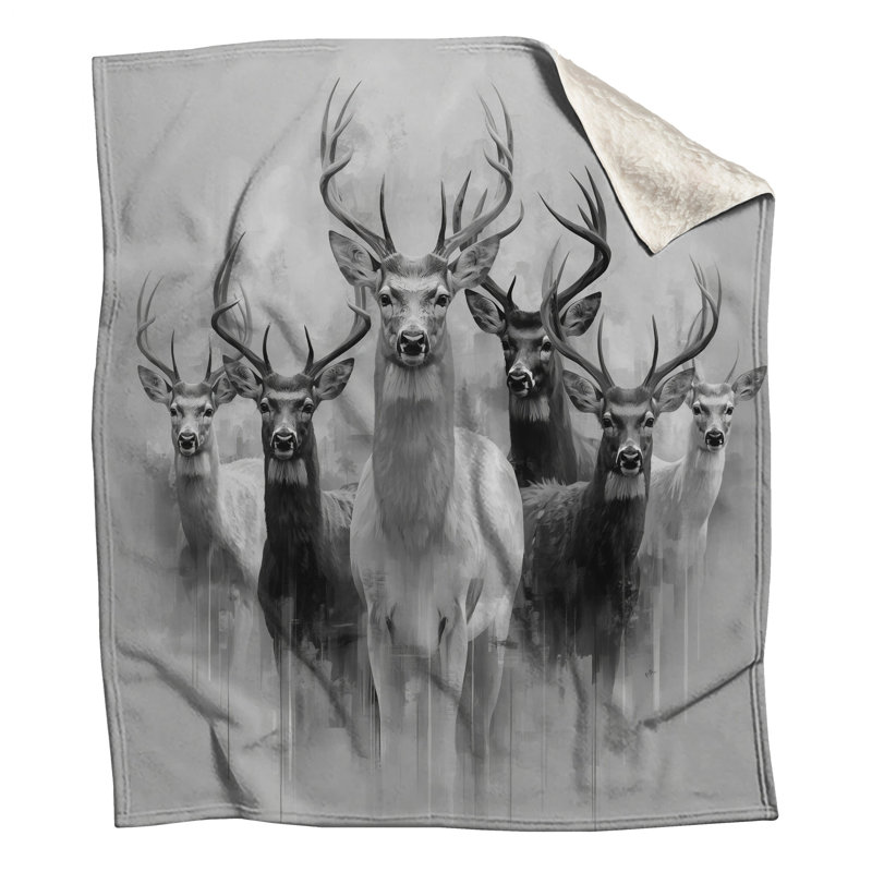 Groupe de couvertures cerf, L 50 po x H 60 po