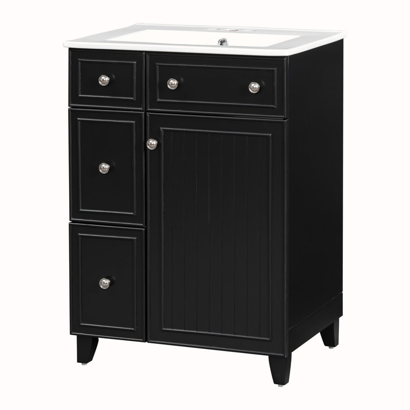 Armoire de meuble-lavabo 24 po, Noir