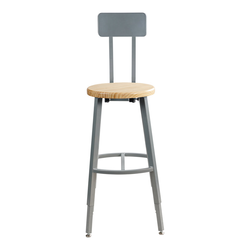 Fixed Height Industrial/Shop Stool with Backrest, 38" H