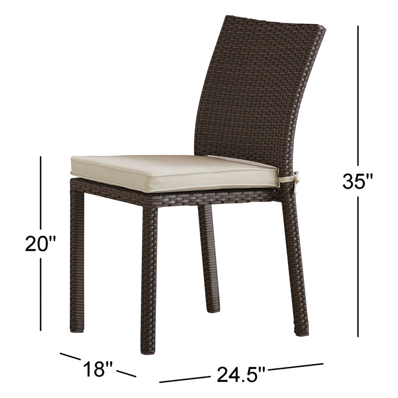 Chaise d'appoint de patio en osier Alyisa, Blanc performance, Brun