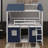 Full Size Bunk Wood House Bed With Windows, Sills And Tent-2093596129