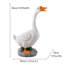 Statue de jardin d'oie blanche en résine de 48 cm (18,89 pouces), sculpture décorative extérieure sur socle en pierre pour terrasse, pelouse ou porche