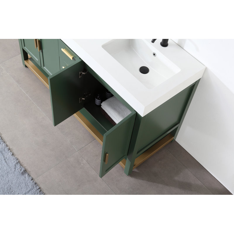 Winchester 60” W Double Vanity, White, Forest Green