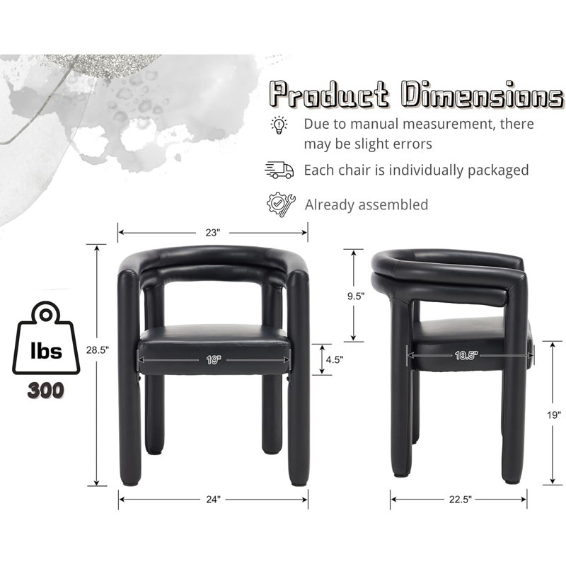 Ensemble de 1 chaise de salle à manger Barrel avec accoudoirs, Noir