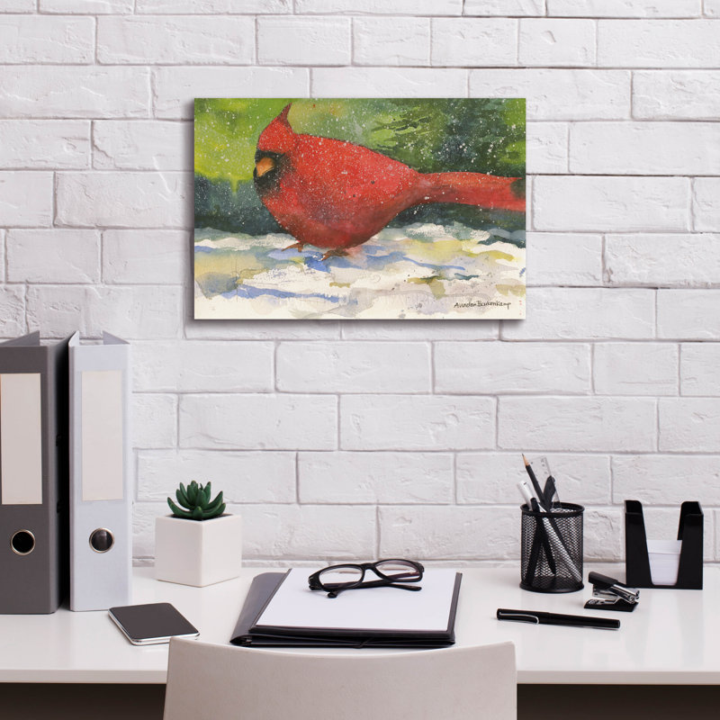 Art mural sur toile Winston Porter «Winter Cardinal» par Annelein Beukenkamp, H 12 po x l 18 po x P 0,75 po