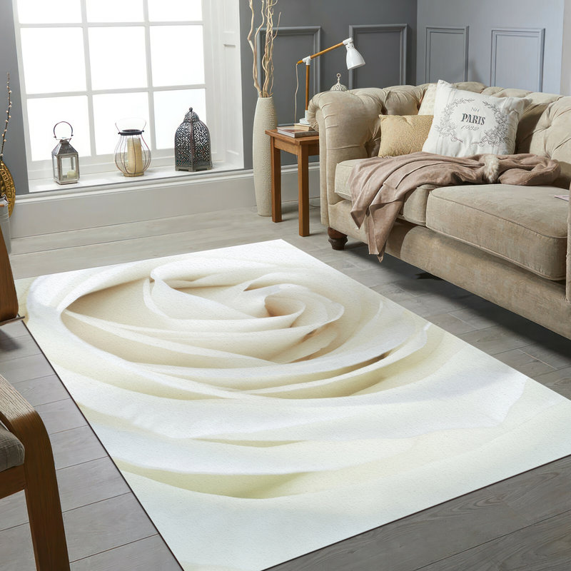 Soft Pile Printed Rug with Intricate Floral Design and Deep Borders Perfect for Adding a Touch of Elegance to Any Living Room or Bedroom Setting