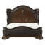 Grand lit royal traditionnel rembourré en bois sculpté clouté garniture à oreilles cerisier foncé finition formelle élégante mobilier de chambre 1pc-911451414