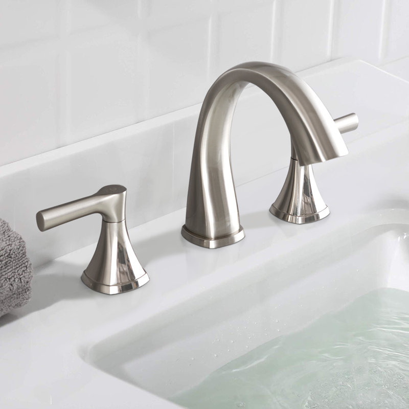 Widespread 2-handle Bathroom Faucet with Drain Assembly, Brushed Nickel