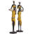 Yellow Polyresin Woman Handmade African Decorative Sculpture with Water Jugs and Jeweled Details, Set of 2
