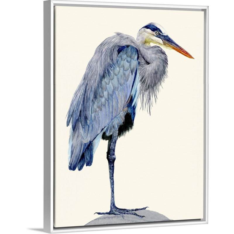 Heron Study II, art mural sur toile, H 18 po x l 14 po x P 2 po, Toile blanche encadrée