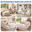 Canapé d'angle modulaire Chenille Cloud avec méridienne et pouf, canapé compressible 3 pièces, sans assemblage, beige-97639122