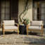 Ensemble de 2 chaises longues en corde d'acacia et beige avec table d'appoint en béton léger