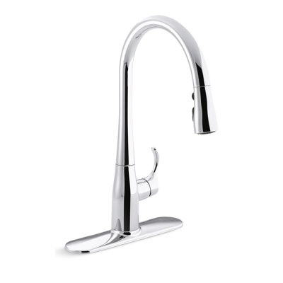 Kohler Simplice Single Handle Pull Down Kitchen Sink Faucet with Three-Function Pull Down Sprayer