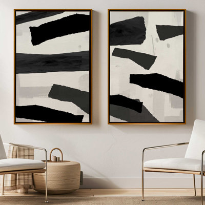 12 "X 8" Sable Layers, ensemble de 2 impressions sur toile dans un cadre en chrome poli