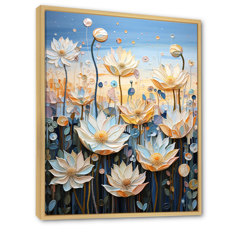 Pétales du lotus sacré IV sur toile, Cadre flottant naturel, H 32 po x l 24 po x P 1 po