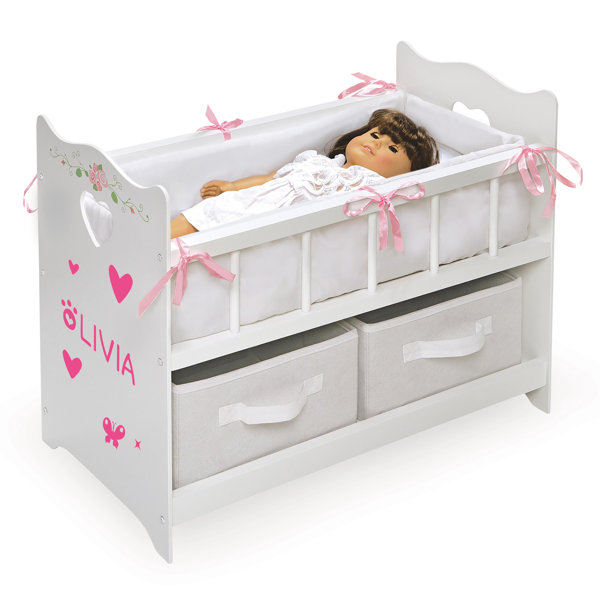 Badger Basket Doll Crib with Bedding, Two Baskets, and Free