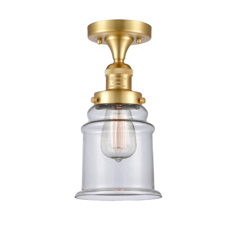 Plafonnier semi-encastré 1 lumière 6 po Galaviz, Transparent, Or satiné