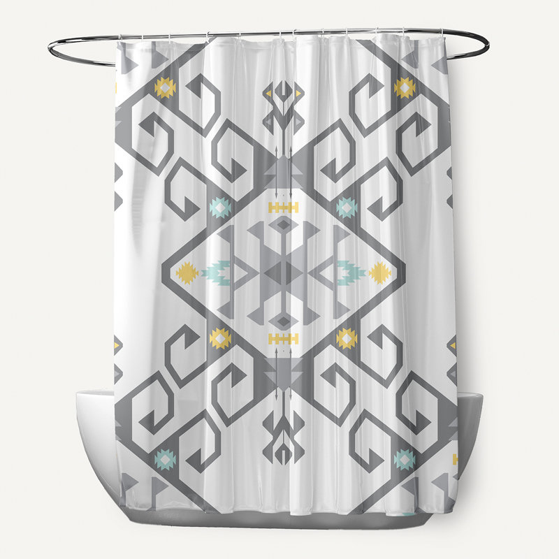 Rideau de douche simple à imprimé géométrique Alfreda 2, Gris