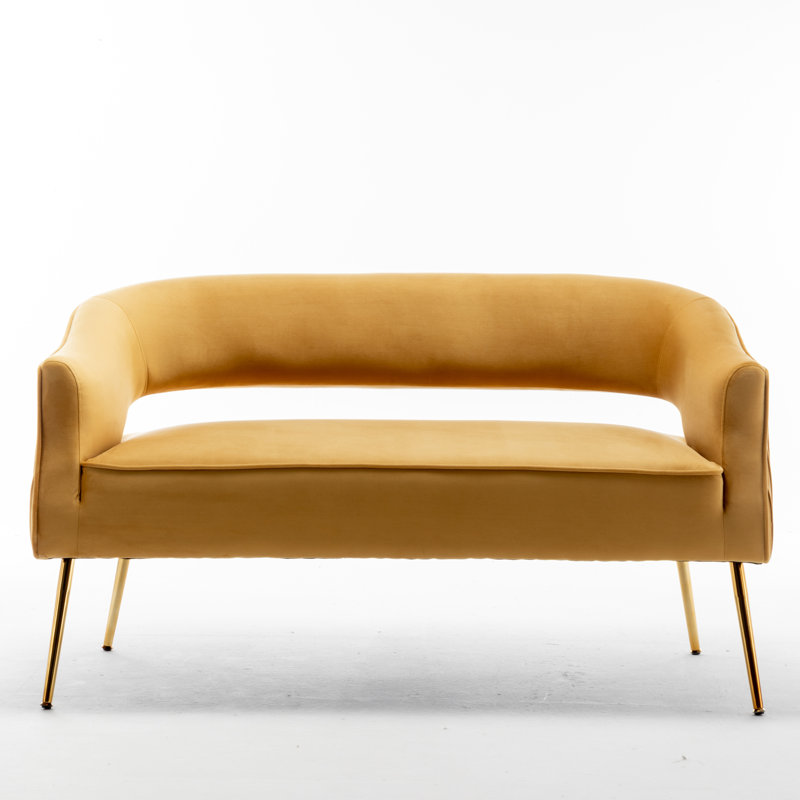 Deybi 51'' Velvet Recessed Arm Loveseat, Yellow Velvet